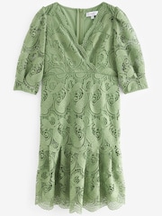 Green Broderie Mini Dress - Image 5 of 6