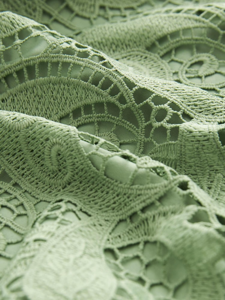 Green Broderie Mini Dress - Image 6 of 6