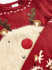 Red Reindeer Baby Knitted Jumper And Leggings Set (0mths-2yrs) - Image 3 of 9