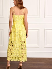Yellow Strappy Lace Midi Dress - Image 2 of 6