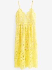 Yellow Strappy Lace Midi Dress - Image 5 of 6