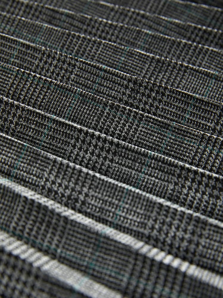 Grey Check Pleated Long Sleeve Midi Dress - Image 5 of 5