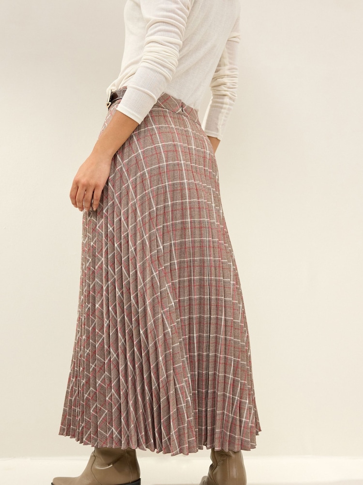 Check Pleated Midi Skirt - Image 3 of 6