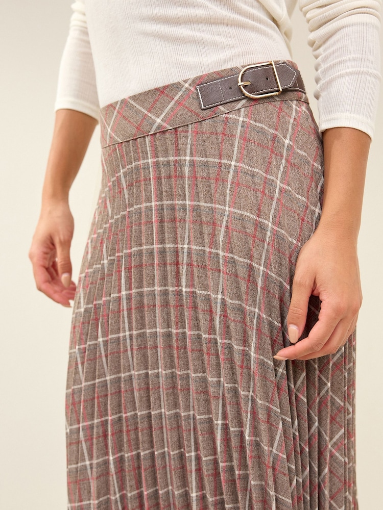 Check Pleated Midi Skirt - Image 4 of 6