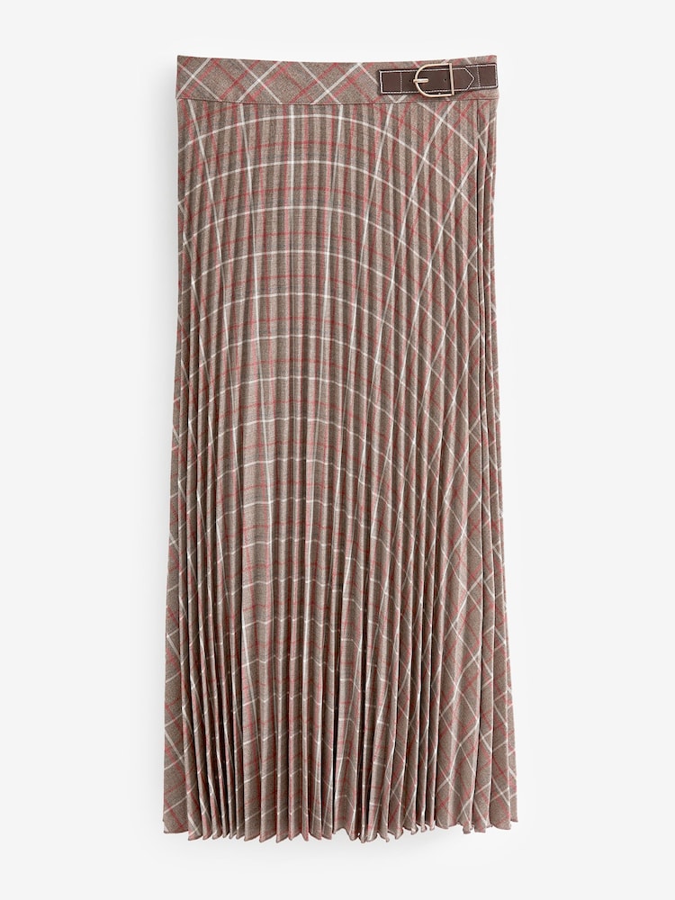 Check Pleated Midi Skirt - Image 5 of 6