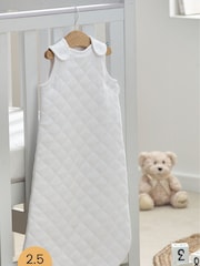 White Quilted 2.5 Tog Baby 100% Cotton Sleep Bag - Image 1 of 8