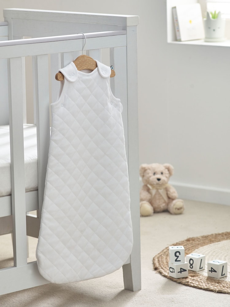 White Quilted 2.5 Tog Baby 100% Cotton Sleep Bag - Image 8 of 8