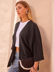 Black 100% Linen Jacket - Image 3 of 6
