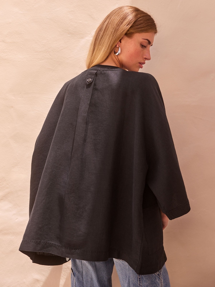 Black 100% Linen Jacket - Image 4 of 6