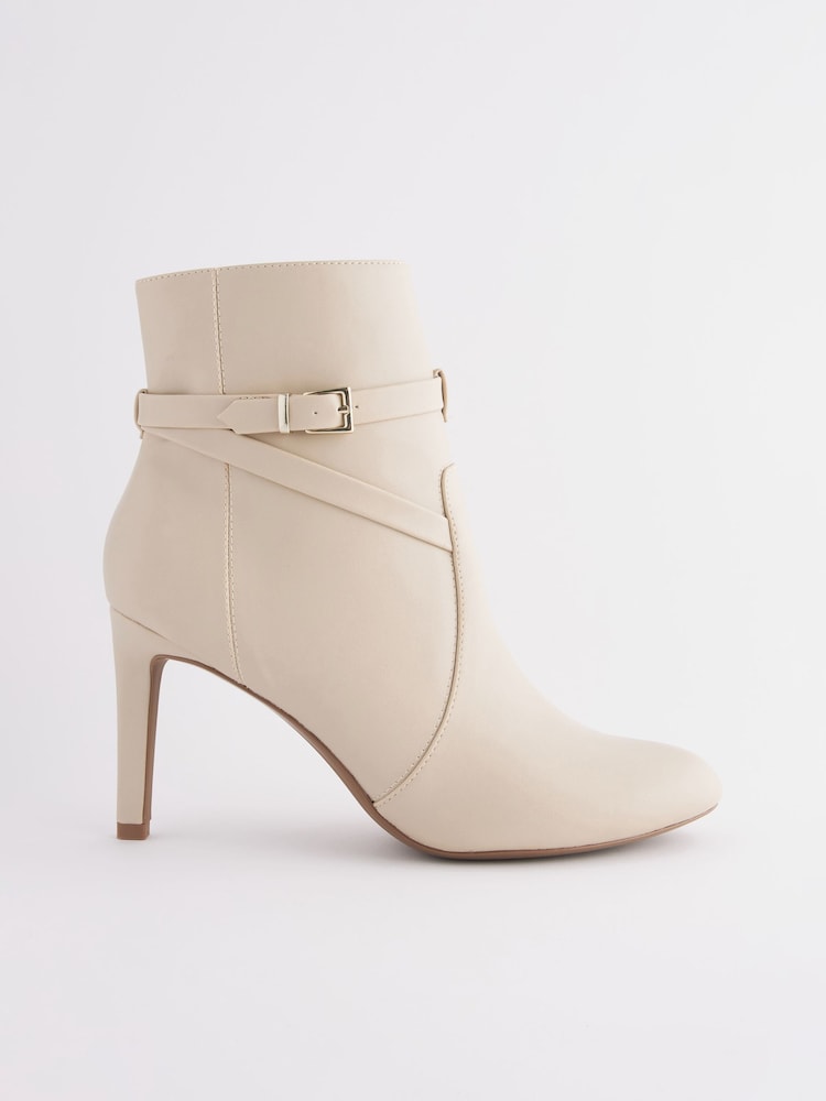 Cream Regular/Wide Fit Forever Comfort® Buckle Detail Heeled Ankle Boots - Image 4 of 7