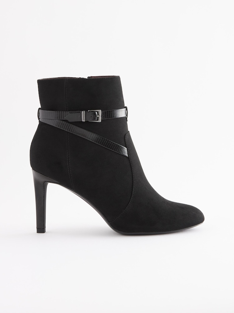 Black Regular/Wide Fit Forever Comfort® Buckle Detail Heeled Ankle Boots - Image 4 of 7