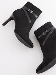 Black Regular/Wide Fit Forever Comfort® Buckle Detail Heeled Ankle Boots - Image 5 of 7