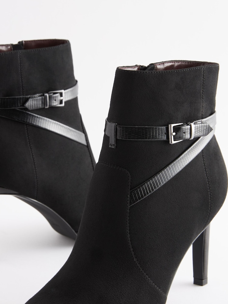 Black Regular/Wide Fit Forever Comfort® Buckle Detail Heeled Ankle Boots - Image 6 of 7