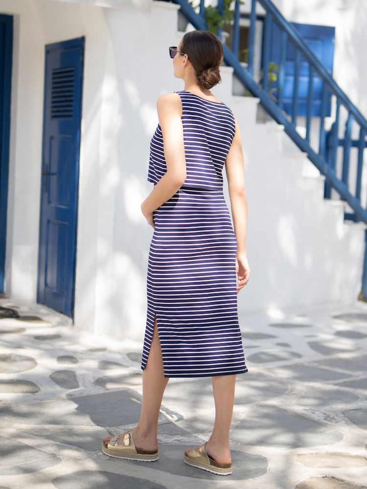 Seraphine Maternity And Nursing Grey Stripe Midi Dress - Image 7 of 7