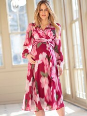 Seraphine Red Wrap Combo Dress - Image 1 of 7