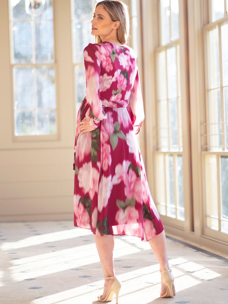 Seraphine Red Wrap Combo Dress - Image 2 of 7