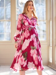 Seraphine Red Wrap Combo Dress - Image 4 of 7