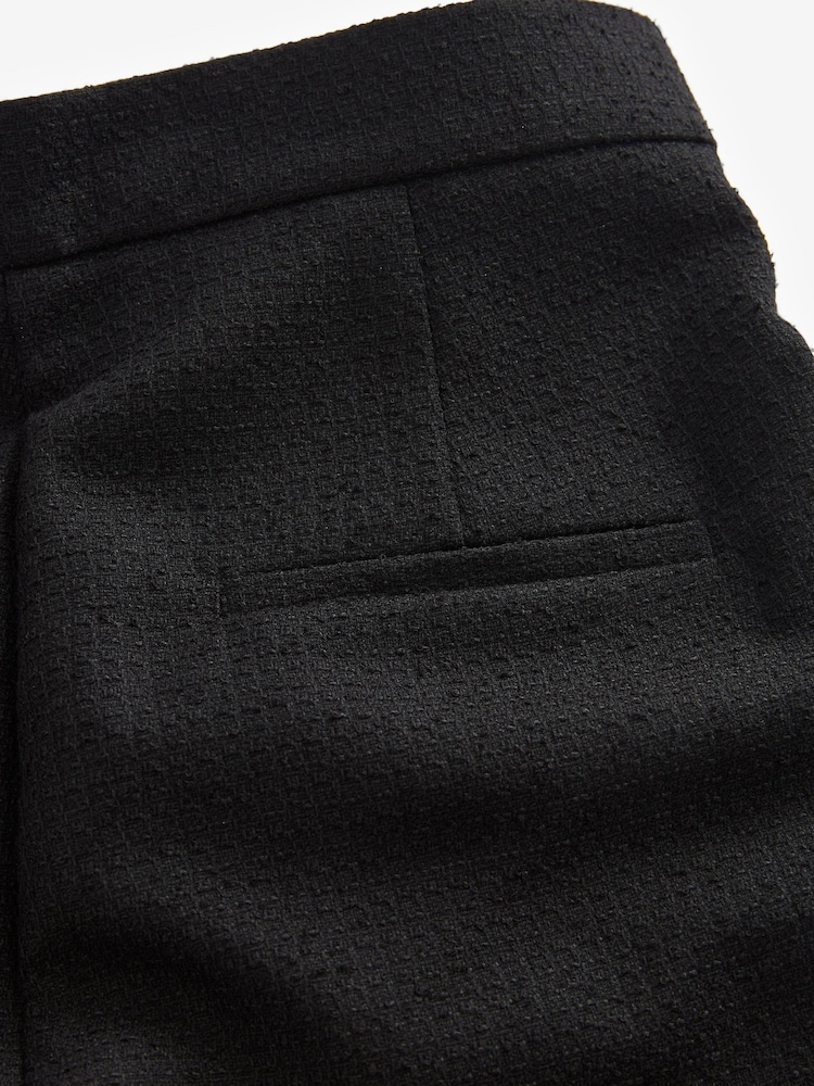 Black Premium Button Detail Wide Turn-Up Trousers - Image 10 of 11
