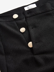 Black Premium Button Detail Wide Turn-Up Trousers - Image 6 of 11