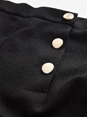 Black Premium Button Detail Wide Turn-Up Trousers - Image 7 of 11