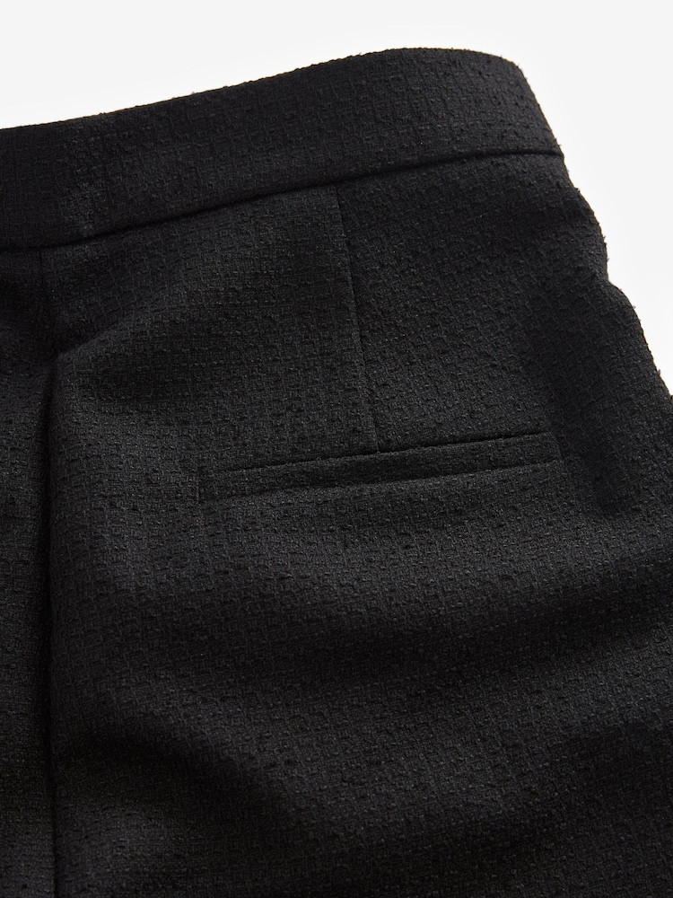 Black Premium Button Detail Wide Turn-Up Trousers - Image 8 of 11