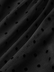 Black Strappy Sheer Spot Midi Dress - Image 6 of 6