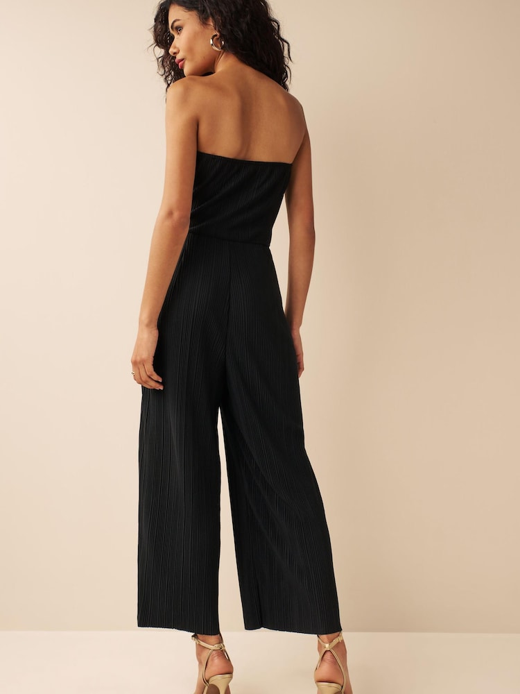 Black Plissé Bandeau Jumpsuit - Image 2 of 6 Black Plissé Bandeau Jumpsuit - Image 2 of 6