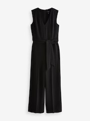 Black Panel Detail Belted Jumpsuit - Image 5 of 6