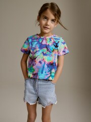 Blue Butterfly Boxy T-Shirt (3-16yrs) - Image 1 of 7