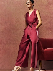 Beerenrot - Overall mit Bahnendesign und Gürtel - Bild 10 von 12