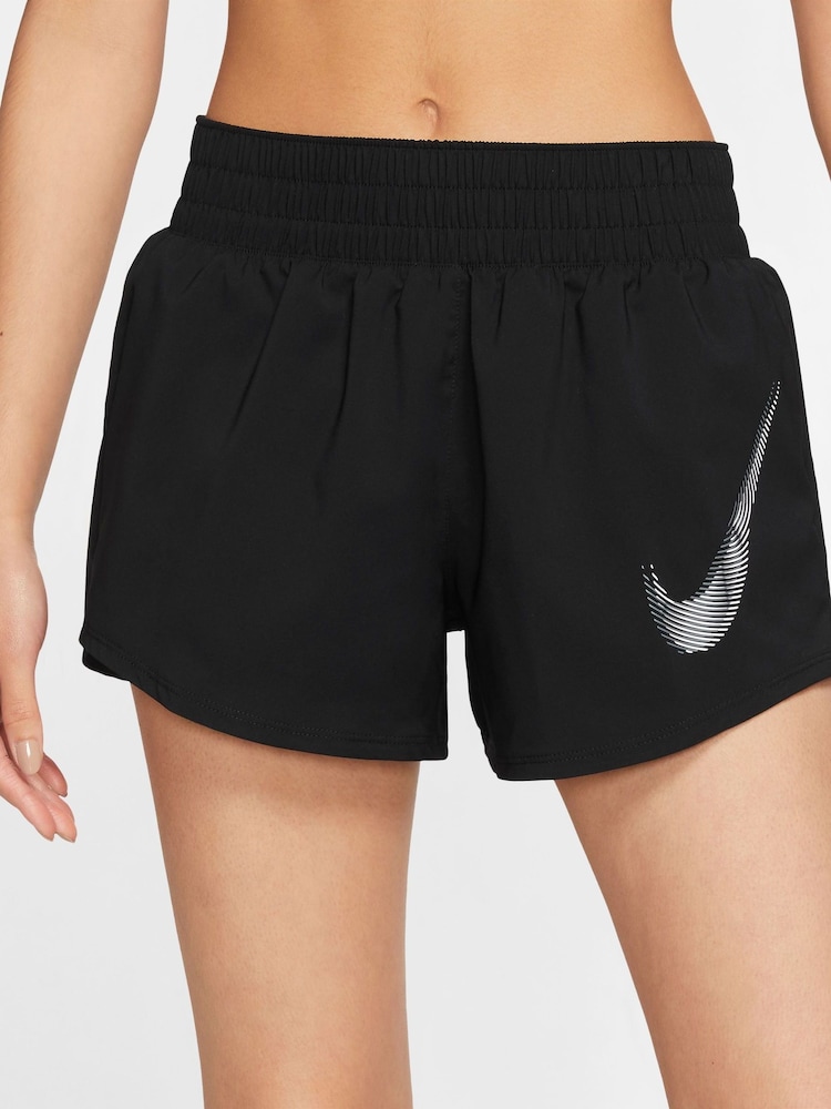 Schwarz - Nike Dri-fit One Swoosh Lauf-Shorts mit mittelhohem Bund - Bild 1 von 4