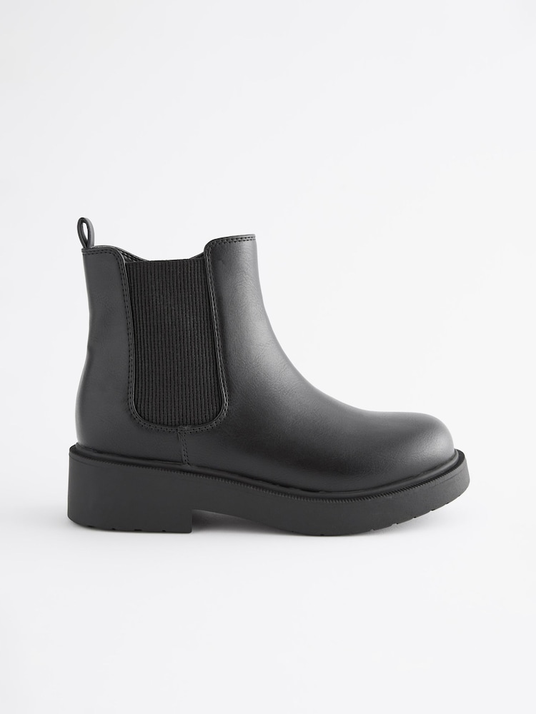 Matt Black Standard Fit (F) Chunky Chelsea Boots - Image 2 of 6 Matt Black Standard Fit (F) Chunky Chelsea Boots - Image 2 of 6