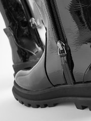 Black Patent Chunky Chelsea Sock Boots - Image 3 of 5