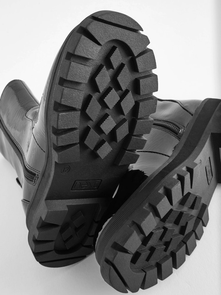 Black Patent Chunky Chelsea Sock Boots - Image 4 of 5