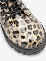 Leopard Print Standard Fit (F) Warm Lined Lace-Up Boots - Image 10 of 11