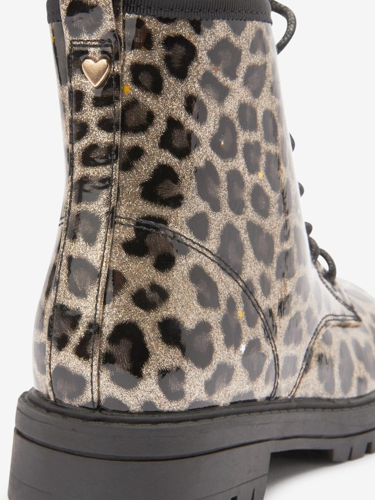 Leopard Print Standard Fit (F) Warm Lined Lace-Up Boots - Image 11 of 11