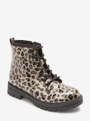 Leopard Print Standard Fit (F) Warm Lined Lace-Up Boots - Image 3 of 11