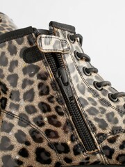 Leopard Print Standard Fit (F) Warm Lined Lace-Up Boots - Image 7 of 11