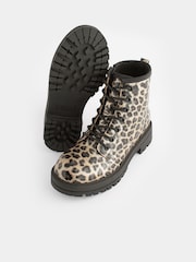 Leopard Print Standard Fit (F) Warm Lined Lace-Up Boots - Image 8 of 11