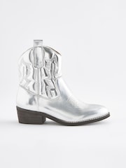 srebrna (barva); srebro - Kavbojski škornji s peto Metallic Western - Slika 5 iz 8