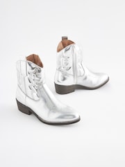 srebrna (barva); srebro - Kavbojski škornji s peto Metallic Western - Slika 6 iz 8