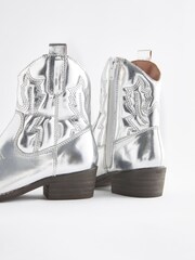 srebrna (barva); srebro - Kavbojski škornji s peto Metallic Western - Slika 7 iz 8
