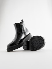 Black Patent Standard Fit (F) Chunky Chelsea Boots - Image 3 of 5