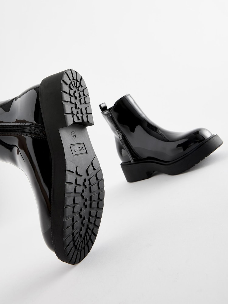 Black Patent Standard Fit (F) Chunky Chelsea Boots - Image 5 of 5