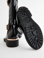 Black Patent Tall Quilted Buckle Boots - Image 5 of 5
