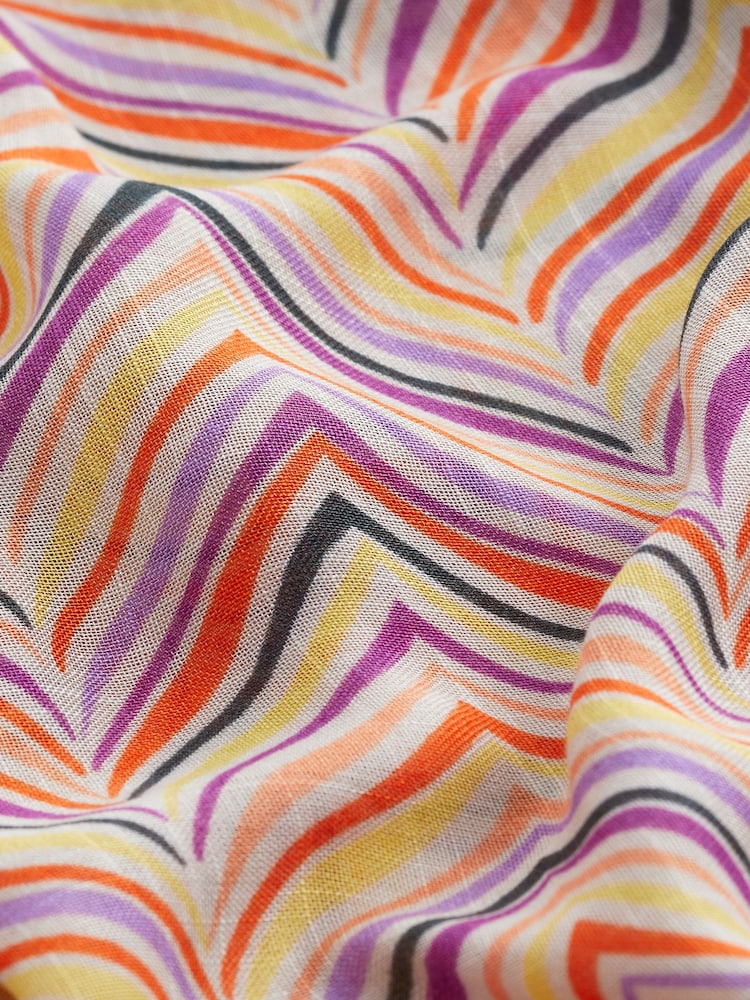 Rainbow Stripe Print Longline Tie Waist Kimono Cover-Up - Image 5 of 5