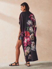 Black Floral Maxi Kimono Cover-Up - Image 1 of 6