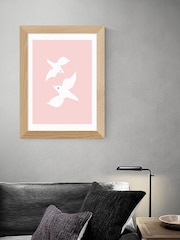 East End Prints Love Birds In Pink by Linda Gobeta Framed Print - Image 1 of 3