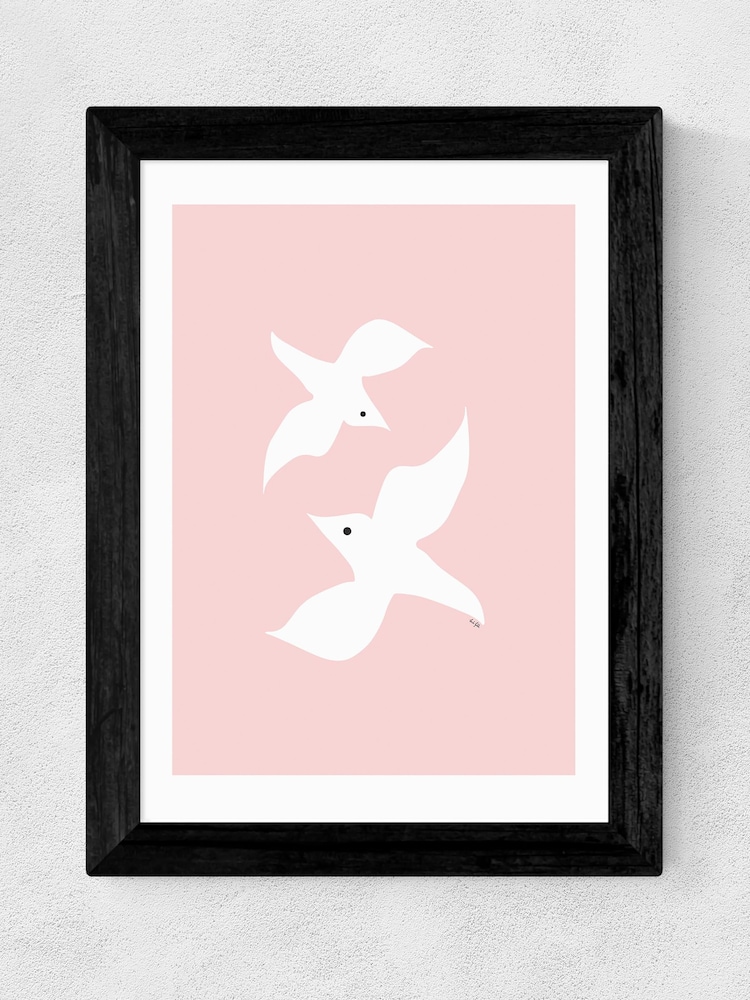 East End Prints Love Birds In Pink by Linda Gobeta Framed Print - Image 3 of 3
