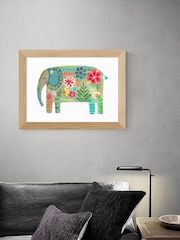 East End Prints White Floral Elephant by Darcie Olley Framed Print - Image 1 of 3